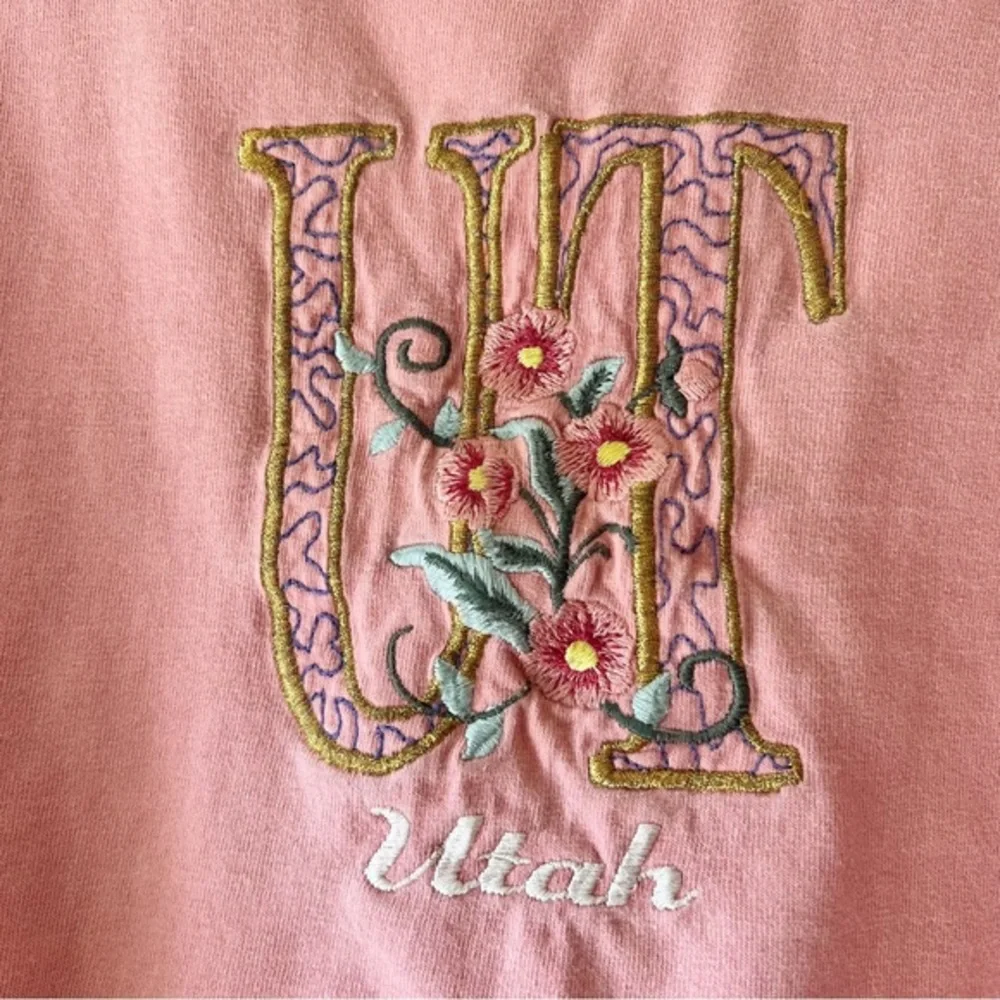 Vintage pink Utah embroidered cropped t-shirt‎ L/XL - Picture 5 of 5